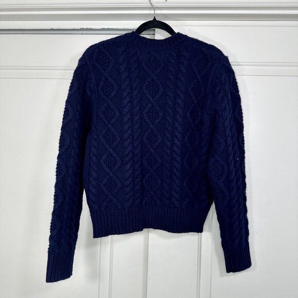 Uncle Studio 100% Wool Cable Knit Sweater Navy Blue Small - Picture 2 of 7